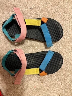Women’s Multicolor Outdoor Sandals - Pink, Blue, Yellow, Teal, Orange (8-8 1/2)